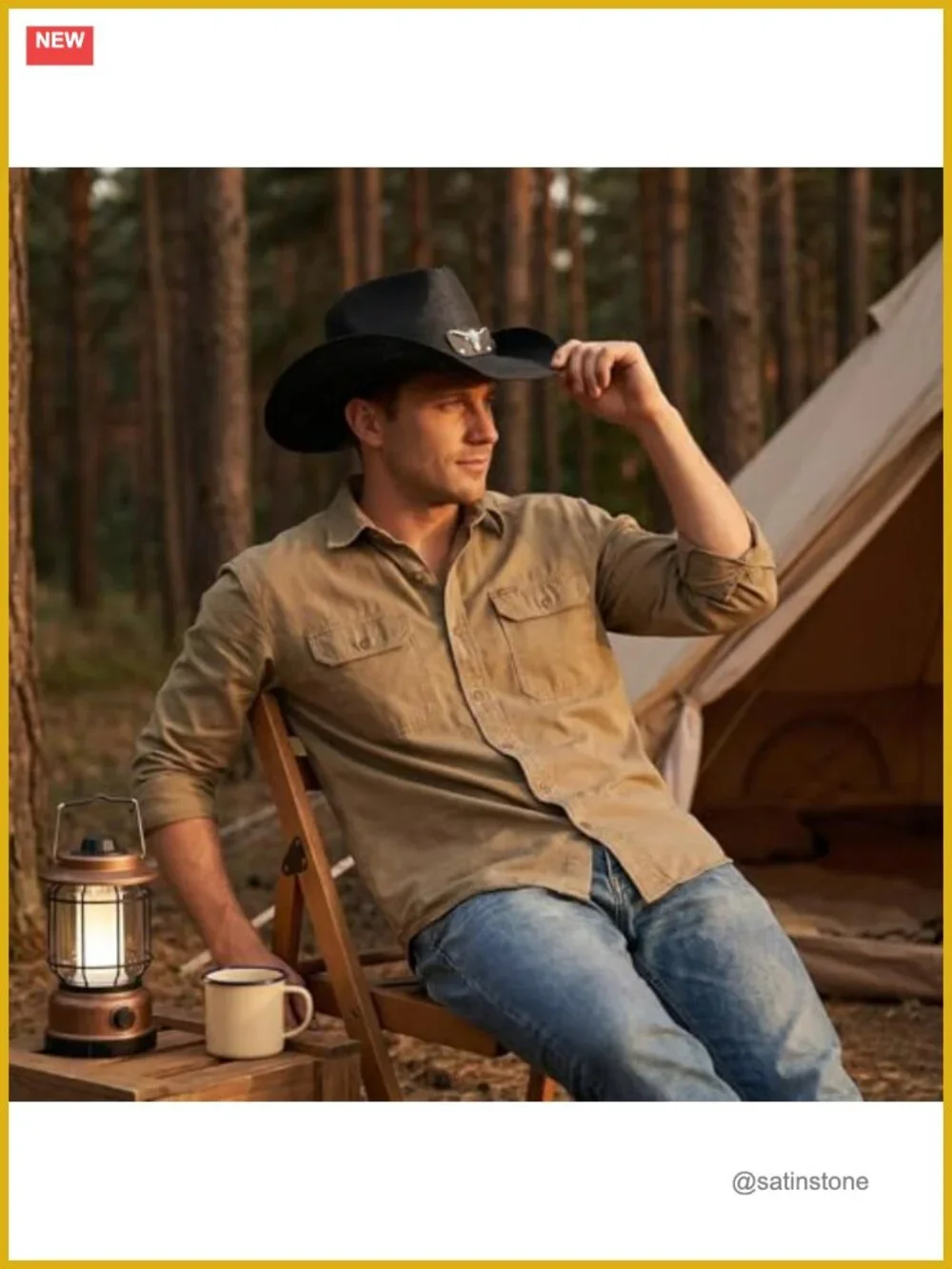 Straw Cowboy Hat with Elastic Sweatband - Breathable Woven Straw Western Hat
